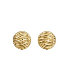 David Yurman Sculpted Cable Stud Earrings in 18K Yellow Gold, 9mm 1