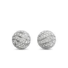 David Yurman Sculpted Cable Stud Earrings in Sterling Silver with Diamonds, 9mm 1