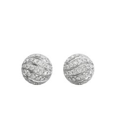 David Yurman Sculpted Cable Stud Earrings in Sterling Silver with Diamonds, 9mm 1