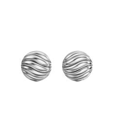 David Yurman Sculpted Cable Stud Earrings in Sterling Silver, 9mm 1
