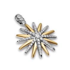 David Yurman Starburst Amulet in Sterling Silver with 18K Yellow Gold with Diamonds, 25mm 1