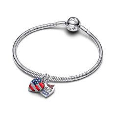 Pandora Engravable USA Hearts Splitable Dangle Charm