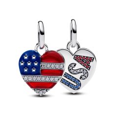 Pandora Engravable USA Hearts Splitable Dangle Charm Pandora Engravable USA Hearts Splitable Dangle Charm