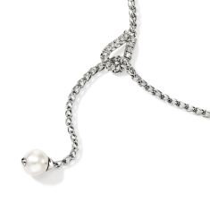 John Hardy Surf 1/8ctw Diamond Freshwater Cultured Pearl Sterling Silver Y Necklace