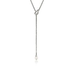 John Hardy Surf 1/8ctw Diamond Freshwater Cultured Pearl Sterling Silver Y Necklace