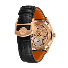IWC Portugieser Hand-Wound Tourbillon Day and Night Black Dial Black Leather Strap Watch 42.4mm - IW545901