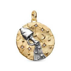 Pandora ME Aquarius Zodiac Oversized Two-Tone Medallion Charm 1