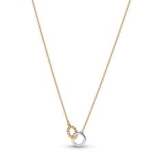 Pandora Beads & Pavé Interlocking Circles Gold-Plated Necklace