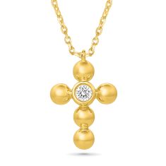 1/20ct Diamond 10k Yellow Gold Cross Pendant Necklace - 80th Anniversary Bubble Collection 1/20ct Diamond 10k Yellow Gold Cross Pendant Necklace - 80th Anniversary Bubble Collection