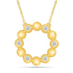 1/5ctw Diamond 10k Yellow Gold Circle Pendant Necklace - 80th Anniversary Bubble Collection 1