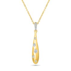 1/6ctw Diamond 14k Yellow Gold Elongated Teardrop Pendant Necklace - 80th Anniversary Burnish Collection 1