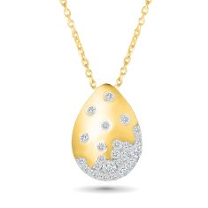1/3ctw Diamond 14k Yellow Gold Teardrop Pendant Necklace - 80th Anniversary Burnish Collection 1