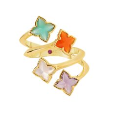 Roberto Coin Venetian Princess Carnival Four Row Flower 18k Yellow Gold Ring - Size 6.5 Roberto Coin Venetian Princess Carnival Four Row Flower 18k Yellow Gold Ring - Size 6.5