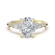 Simply TACORI 3/8ctw Diamond Oval Three-Stone 18k Yellow Gold Engagement Ring Setting