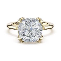 TACORI Sculpted Crescent Cushion Petal-Crown 1/8ctw Diamond Pavé Accent 18kt Yellow Gold Engagement Ring Setting