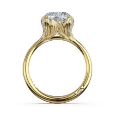 TACORI Sculpted Crescent Cushion Petal-Crown 1/8ctw Diamond Pavé Accent 18kt Yellow Gold Engagement Ring Setting