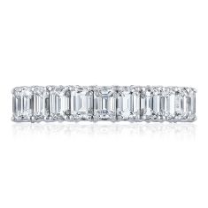 TACORI Classic Crescent RoyalT 4ctw Emerald Diamond Platinum Eternity Band - Size 7.5