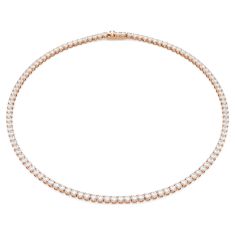 Swarovski Matrix Round Zirconia Tennis Necklace, Rose Gold-Finish 1