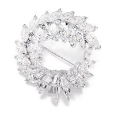 Swarovski Mesmera Marquise-Cut Zirconia Brooch, Rhodium-Plated