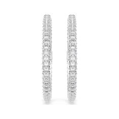Swarovski Dextera Round Crystal Hoop Earrings, Rhodium-Plated