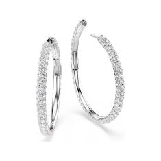 Swarovski Dextera Round Crystal Hoop Earrings, Rhodium-Plated