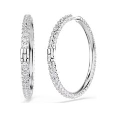 Swarovski Dextera Round Crystal Hoop Earrings, Rhodium-Plated