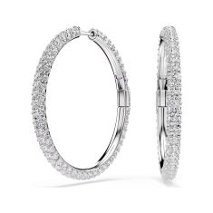Swarovski Dextera Round Crystal Hoop Earrings, Rhodium-Plated Swarovski Dextera Round Crystal Hoop Earrings, Rhodium-Plated
