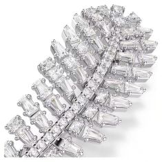 Swarovski Vienna Mixed-Cut Zirconia Feather Brooch, Rhodium-Plated