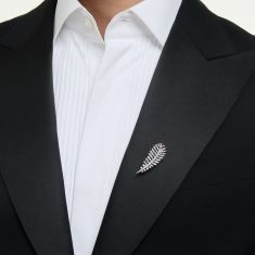 Swarovski Vienna Mixed-Cut Zirconia Feather Brooch, Rhodium-Plated