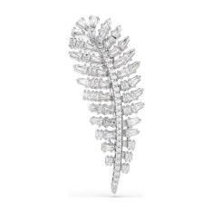 Swarovski Vienna Mixed-Cut Zirconia Feather Brooch, Rhodium-Plated