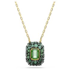 Swarovski Sublima Octagon Green Zirconia Pendant Necklace, Gold-Finish 1