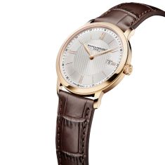 Baume & Mercier Classima 10857 Quartz Silver Dial Brown Leather Strap Watch 40mm - M0A10857