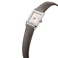 Baume & Mercier Hampton 10859 Quartz Warm Silver Dial Leather Strap Watch 28x17.7mm - M0A10859