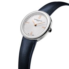 Joia de Baume & Mercier 10849 Quartz Silver Dial Blue Leather Strap Watch 28mm - M0A10847