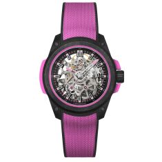 Norqain Wild One Skeleton Black and Pink Dial Hyper Pink Rubber Strap Watch 39mm - N3001.07Q04.B03.R03 Norqain Wild One Skeleton Black and Pink Dial Hyper Pink Rubber Strap Watch 39mm - N3001.07Q04.B03.R03