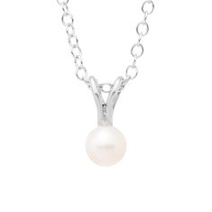 Child's 4mm Freshwater Cultured Pearl Sterling Silver Pendant Necklace 1
