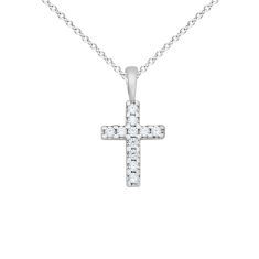 Child's Cubic Zirconia Sterling Silver Cross Pendant Necklace 1