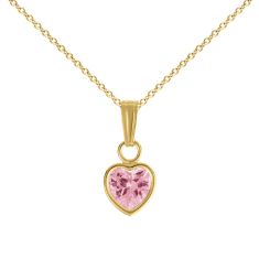 Child's Heart Pink Cubic Zirconia 14k Gold-Filled Pendant Necklace 1