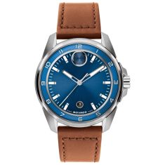 Movado BOLD Verso S Blue Dial Brown Leather Strap Watch 42mm - 3601454 Movado BOLD Verso S Blue Dial Brown Leather Strap Watch 42mm - 3601454