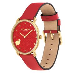 COACH Elliot Year of the Sheep Red Dial Leather Strap Watch 36mm – 14504750