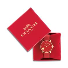 COACH Elliot Year of the Sheep Red Dial Leather Strap Watch 36mm – 14504750