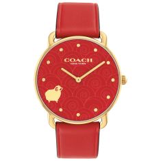 COACH Elliot Year of the Sheep Red Dial Leather Strap Watch 36mm – 14504750