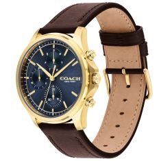 COACH Oliver Blue Dial Brown Leather Strap Watch 41mm - 14602781