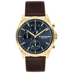 COACH Oliver Blue Dial Brown Leather Strap Watch 41mm - 14602781