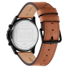 COACH Oliver Black Dial Brown Leather Strap Watch 41mm - 14602782