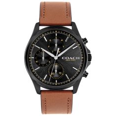 COACH Oliver Black Dial Brown Leather Strap Watch 41mm - 14602782