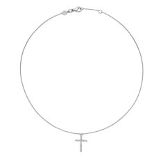 Roberto Coin 1/3ctw Diamond 18k White Gold Cross Pendant Necklace