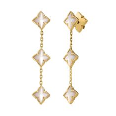 Roberto Coin Venetian Princess Carnival Mother of Pearl Flower Drop 18k Yellow Gold Dangle Earrings 1