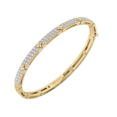 Roberto Coin Love in Verona 1 5/8ctw Diamond Pave 18k Yellow Gold Narrow Bangle Bracelet 1