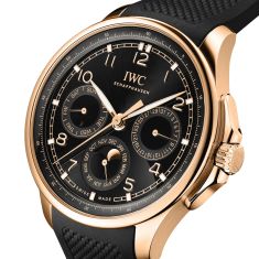 IWC Portugieser Yacht Club Perpetual Calendar 42 Black Dial Black Rubber Strap Watch 42.4mm - IW344101